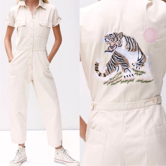 Anthropologie X Rue Stiic Rising Sun Bintēji Worksuit Coveralls Size Small